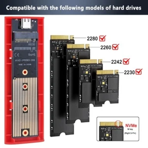 M.2 Enclosure Toolsfree NVMe Enclosure USB 3.2 Type C 2Gen 10Gbps NVMe Satas - Photo 1/8