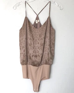 L'Agence Women's Taupe Silk Animal Print Racerback Bodysuit Size XS/T ($210) - Picture 1 of 8
