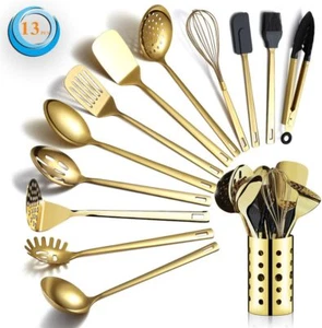 Berglander Gold Cooking Utensils Set, Stainless Steel 13 Pieces Kitchen - Picture 1 of 7