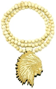 Nuevo collar de jefe natural buena estilo madera colgante con cadena de cuentas de madera de 36 pulgadas - Imagen 1 de 15