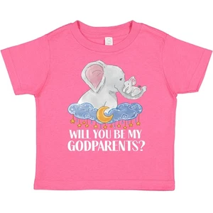 Inktastic Will You Be My Godparents? Elephants Moon And Stars Toddler T-Shirt - Picture 1 of 8