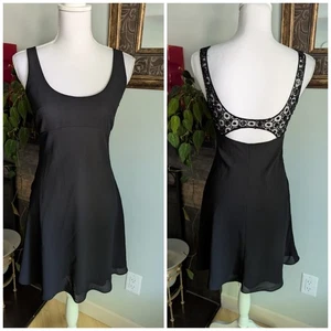 VTG 90s Laundry by Shelli Segal Size 2 Dress Beaded Black Mini Whimsigoth - Picture 1 of 13