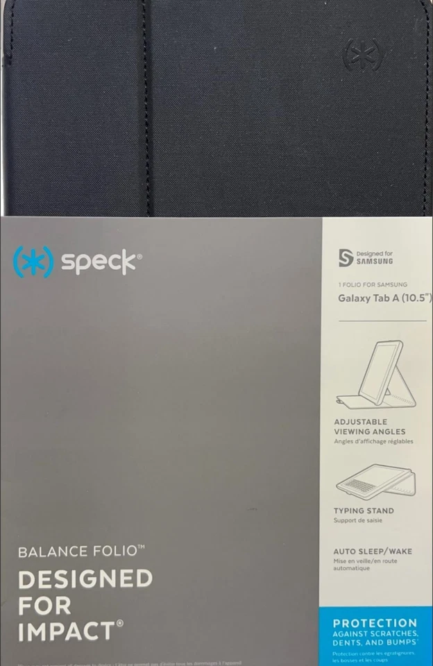 Speck Products Balance 对开式三星 Galaxy Tab A 10.5 保护壳和支架,黑色 — 第 1/4 张图片