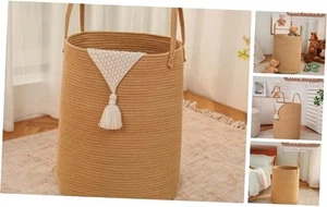 Large Woven Laundry Basket Hamper,60L Cotton Rope Storage Bin for - Picture 1 of 7