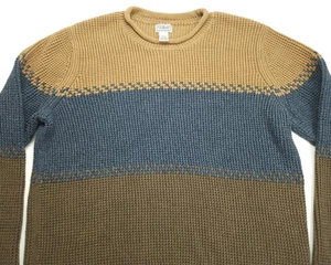 XXL LL Bean Sweater Men Brown Navy RollNeck Fisherman Chunky Heavy Waffle Cotton - Picture 1 of 6
