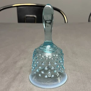 VTG Fenton Art Glass Blue/White Opalescent Hobnail Bell 3x5.75” - Picture 1 of 8