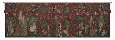 Lady and Unicorn Belgian Tapestry Wall Hanging 30x100" Jacquard Woven Art - Image 1 of 4