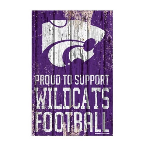 Kansas State Wildcats 11"x17" Proud to Support Wood Sign [NEW] NCAA Banner Wall Cover