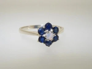925 Anello Argento Sterling 925 Naturale Opale E Zaffiro Blu Anelli - Foto 1 di 4