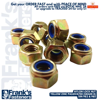 M5 M6 M8 M10 M12 NYLOC NYLONEINSATZ SICHERUNGSMUTTERN ZINK GELB STAHL DIN 985/982 - Bild 1 von 4