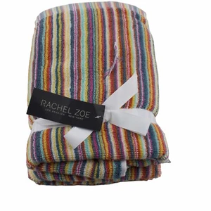 Set asciugamani Rachel Zoe 2 pezzi bagno righe arcobaleno DIFETTO - Foto 1 di 1
