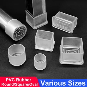Chair Leg Cap Clear PVC Rubber Feet Floor Protector Pad Furniture Table Cover - Picture 1 of 44