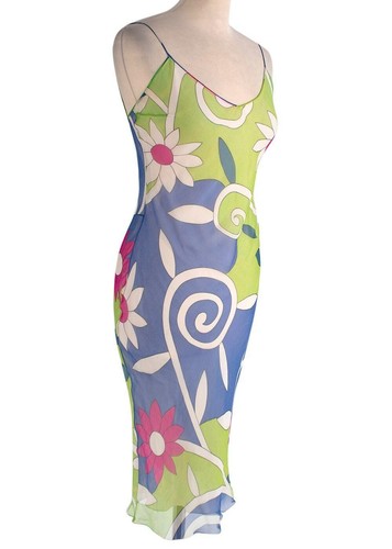 CHRISTIAN DIOR JOHN GALLIANO 2001 ABITO SLIP IN CHIFFON DI SETA UK 6 US 2 XS