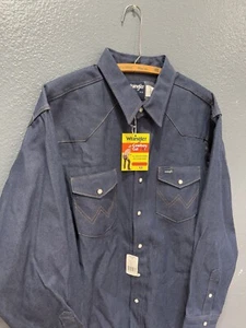 Brand New Vintage 90’s Wrangler Cowboy Cut Denim Pearl Snap Button Up Shirt XL - Picture 1 of 6