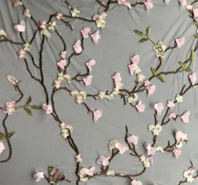 3D Bestickt Chiffon Kostüm Kleid Spitze Tüll Blüte Braut Tanzend Stoff 1 - Bild 1 von 4