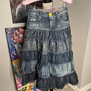 Miss Sixty Denim Midi Girls Skirt Size 12 Years Fits Women XXS to XS Jeans - Picture 1 of 12