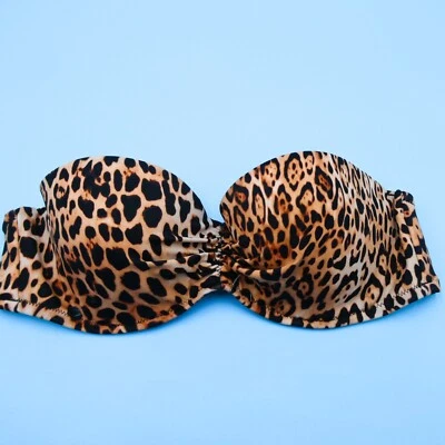Top de biquíni Victorias Secret 34B leopardo liso com fio sem alças novo - Imagem 1 de 4