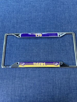 Louisiana State LSU Tigers NCAA Chrome EZ View 4 corner License Plate Frame - Image 1 of 4