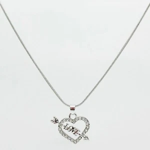 Damen Halskette funkelndes Offenes Strass Herz Love Kette Sterling Silber 820127 - Picture 1 of 3