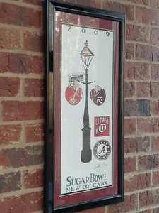 RARE 2009 75th SUGAR BOWL New Orleans ALABAMA vs UTAH Football SIGNED Art Print - Picture 1 of 11