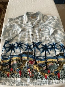 COCONUT PIER Men's Large Hawaiian Aloha Button-Up Graphic Shirt - Picture 1 of 6