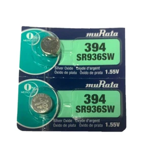 394 Murata (2 Piece) SR936SW LR936 AG9 SG9 Silver Oxide Watch Battery EXP 2022 - Picture 1 of 2