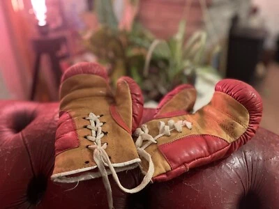 Vintage Kinder Boxhandschuhe Punch Mitts Rot und Gelb 4oz Retro Sport - Bild 1 von 4