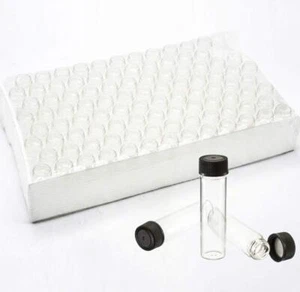 Pack of 100 Glass Vials with Black Phenolic Screw Caps (4ml, Clear) - Picture 1 of 7
