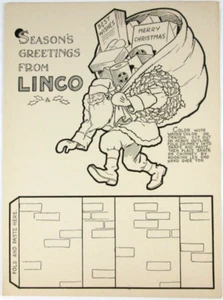 20er Jahre Linco Öl Jahreszeiten Gruß Weihnachtsmann Werbung Farb Klappbogen - Bild 1 von 6