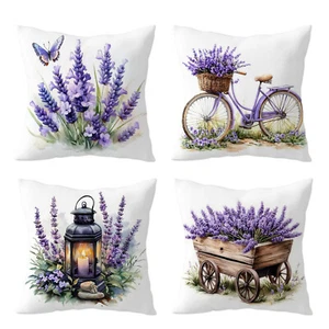 Funda de almohada floral lavanda púrpura mariposa 4 piezas funda de cojín sofá decoración del hogar - Imagen 1 de 6