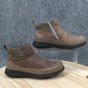Bogs Boots Womens 8 Freedom Ankle Chelsea Side Zips 72413-260 Brown Leather - Picture 1 of 17