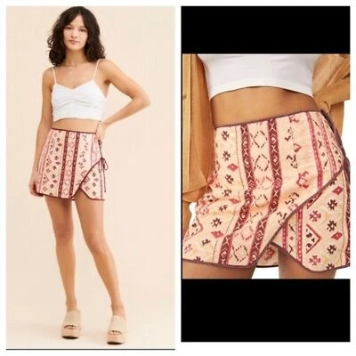 Falda envolvente Free People estampado azteca con corbata lateral nueva con etiquetas talla 12 22F Foto 1 de 4
