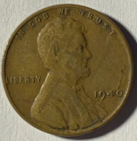 1940  Lincoln Wheat Leaf Cent SEE Lamination Error Above  Date! IMPROPER ALLOY Cover
