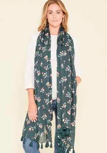 Women's Brakeburn Scarf Soft Lightweight Colourful Teal Cherry Scarf - Picture 1 of 6