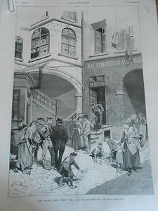 Gravure 1889 - Paris Le Chateau Rouge : La Cour d'entrée - Foto 1 di 1