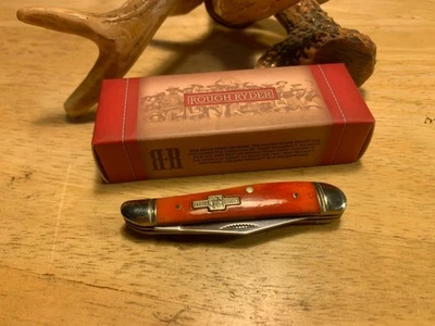 Rough Ryder Orange Smooth Bone Peanut 2 7/8" Pocket Knife RR111 - Image 1 of 4