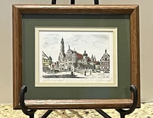 Vintage Signed Original Rothenburg Germany Etching Architecture - Picture 1 of 19