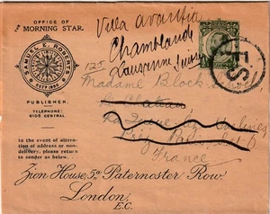 GB to France to Switzerland LONDON GV Downey Head Illustrated Wrapper 1917 - Picture 1 of 1