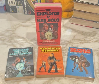 Juego de caja de novela de bolsillo vintage 1980 Del Rey EXPLOITS HAN SOLO Daley Star Wars Foto 1 de 4