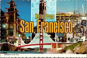 Hallo aus San Francisco, Kalifornien CA Mehrfachansicht 4x6 Postkarte - Bild 1 von 2