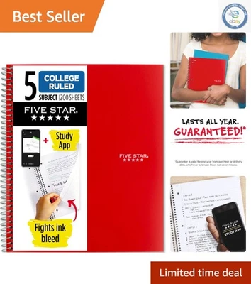 Fire Red 5 主题螺旋笔记本带学习应用程序 - 防水,200 张 — 第 1/4 张图片