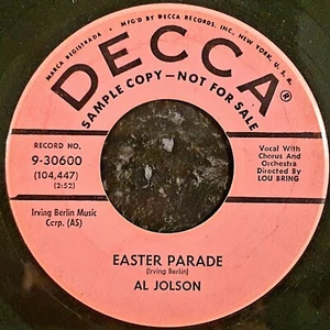Al Jolson - Easter Parade / Remember - Original 1958 7" US Promo - Bild 1 von 2