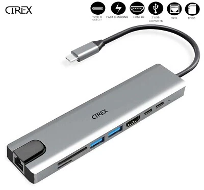 USB C HUB Type-C to USB 3.0 4K HDMI SD/TF PD Port Thunderbolt MacBook Phones - Image 1 of 4