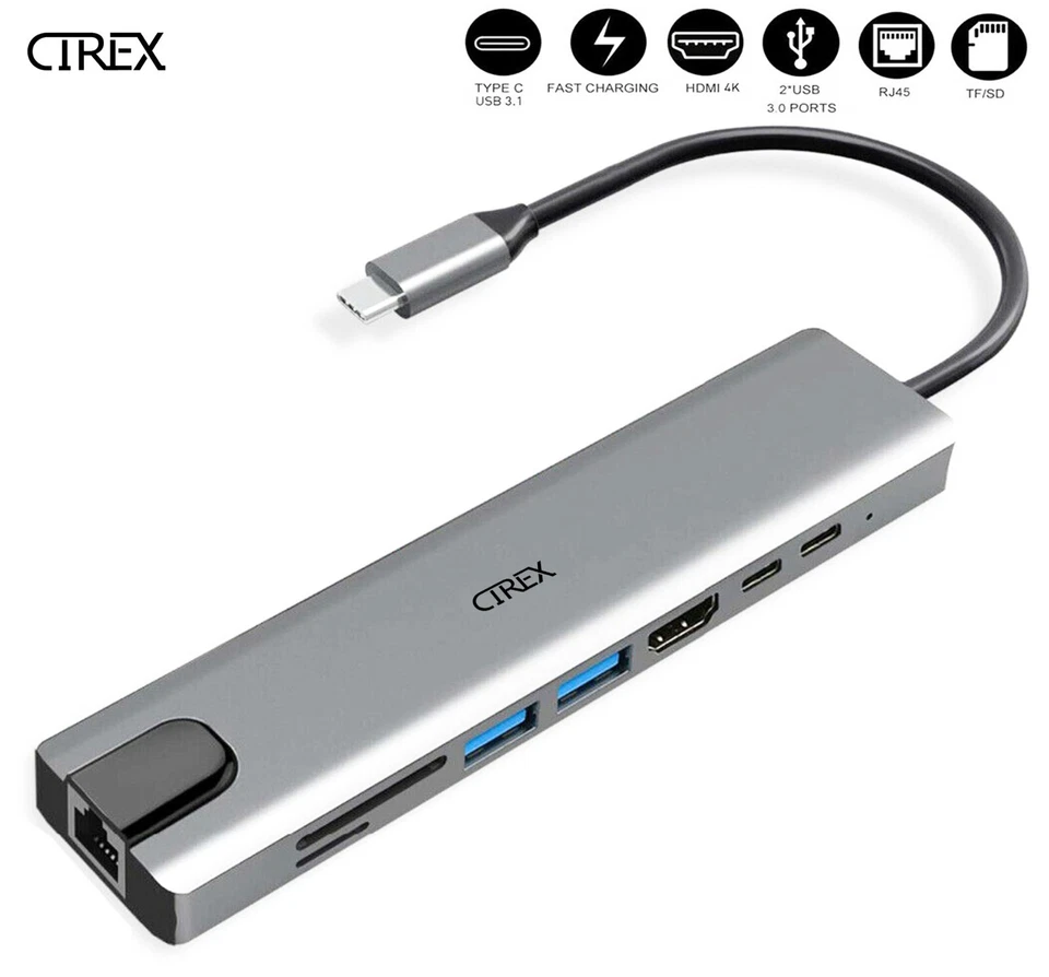 USB C HUB Type-C to USB 3.0 4K HDMI SD/TF PD Port Thunderbolt MacBook Phones - Image 1 of 4