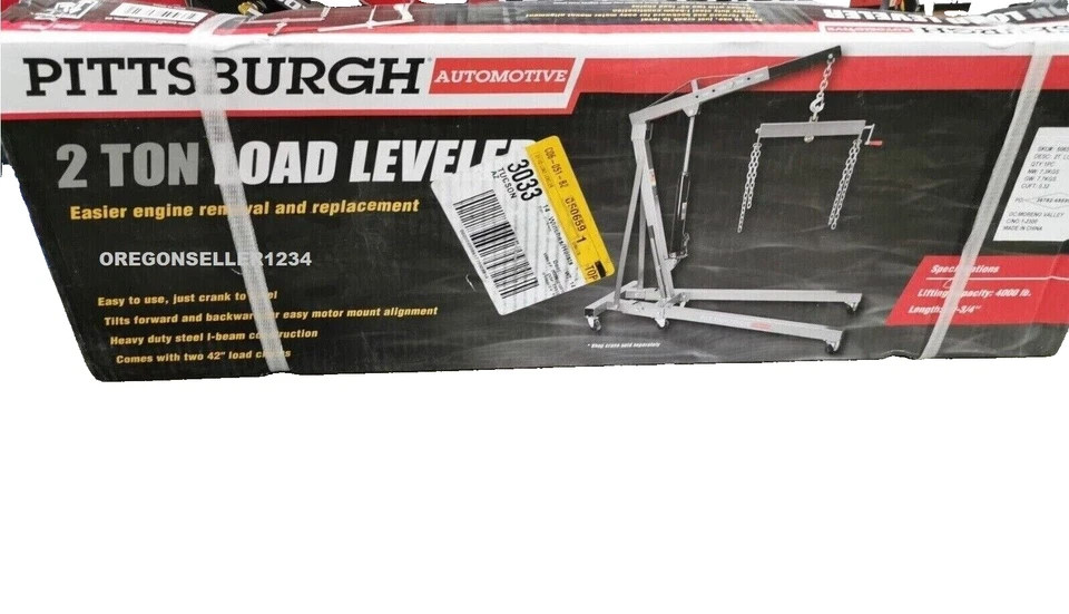 Pittsburgh 2 Ton 4000 LB Load Leveler Engine Hoist Shop Jack Lift Cherry Picker