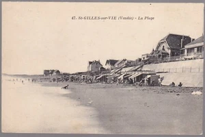 Saint GILLES sur VIE 85 La Plage animée CPA non-circulée Éd Croix de Vie 1900-10 - Picture 1 of 2