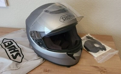 Shoei Qwest Motorcycle Helmet L Large Silver Full Face Clear Visor Vents - Imagem 1 de 4