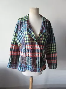 BABETTE SF 100% polyester multicolor striped snap front lightweight crinkle M - Picture 1 of 9