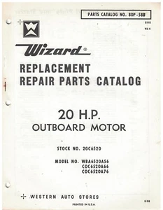 Vintage 1966 20 HP Wizard Outboard Motor Parts Catalog Montgomery Ward #2 - Picture 1 of 1