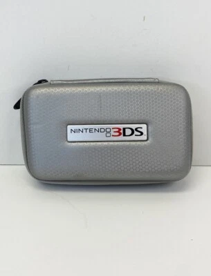 Nintendo 3DS Silver Zippered Protective Travel Carry Hard Side Case - EUC - Image 1 of 4